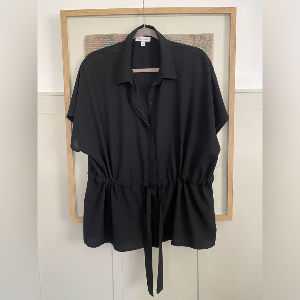 Semi-Sheer Women’s Cinch Waist Blouse
